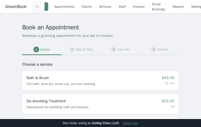 Book an appointment workflow